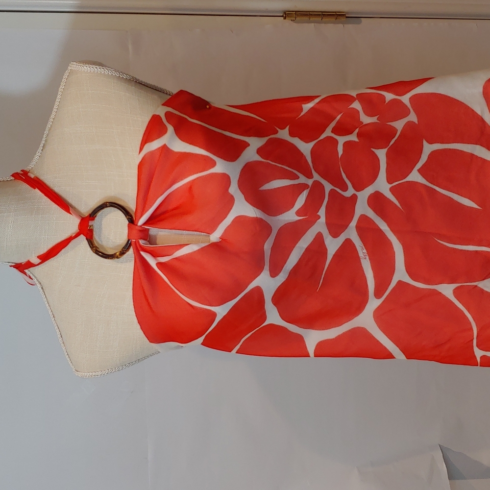 Milly silk tangerine halter top, size 0